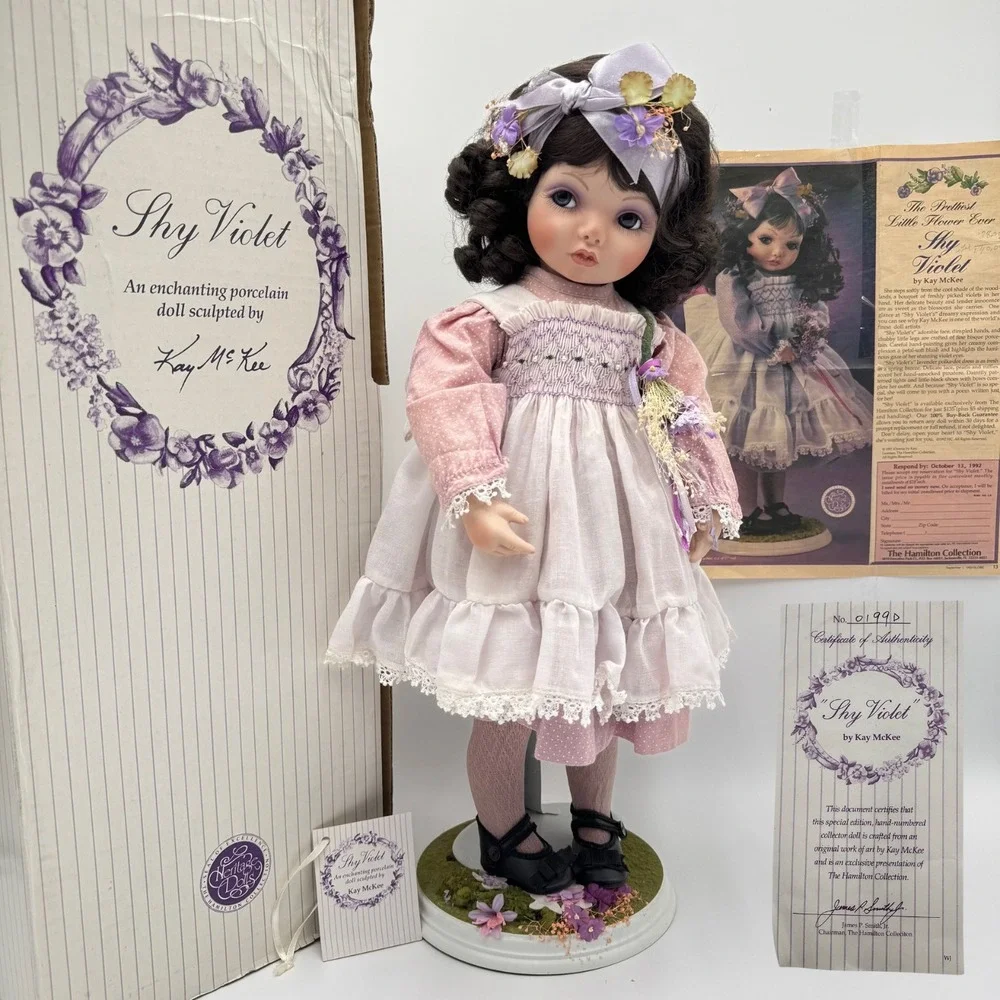 Vintage Kay McKee Shy Violet Porcelain Doll Hamilton Collection 1991 w/ Box Auth
